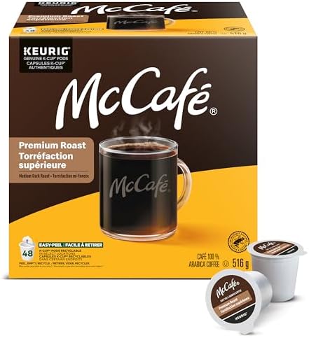 McCafé torréfaction supérieure moyenne à foncé capsules K-Cup une tasse à la fois pour les cafetières Keurig, boîte de 48