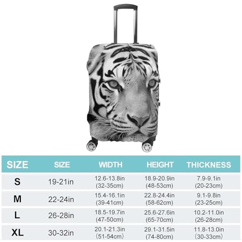 Black White Tiger Luggage Cover, Washable Elastic Suitcase Cover Protector Fit 18-32 Inch Luggage2