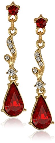 Downton Abbey Jeweled Heirlooms Gold-Tone and Red Crystal Deco Linear Earrings