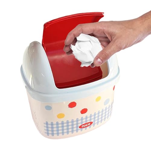 Generisch Cubo de basura para escritorio - Cuarto de baño Escritorio Cubo de basura con tapa - Mini cubo de basura de mesa para el interior del coche dormitorio lugares de trabajo - Interior del hogar