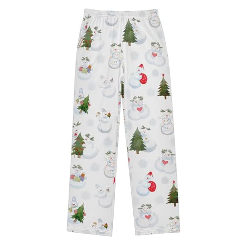 Boys' Pants Funny Snowmen Christmas Trees Long Bottoms Jogger Pants Elastic Waist Trousers with Pockets S-XL