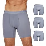 NOVAYARD Mens Ice Silk Underwear Seamless Boxer Briefs with Pouch Breathable Cool Boxers 3 Pack(Blue,L)