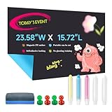 Wall Magnetic Blackboard Contact Paper, 23.58' x 15.72', Self-Adhesive Blackboard Wallpaper, Include 5 Chalks, 4 Strong Magnets, 1 Blackboard Sassafras Fit, Home/School/Playroom, DIY Reusable