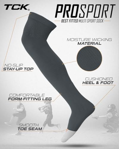 Image of TCK Prosport Performance Fit Over the Knee Baseball & Softball Socks - Graphite, X-Small