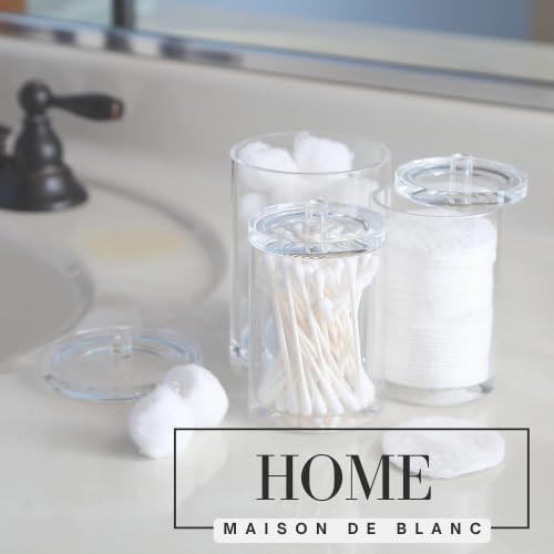 Maison de Blanc HOME 3-Compartment (Connected) Acrylic Apothecary Canister Set – Elegant Storage for Cotton Balls, Rounds, Swabs