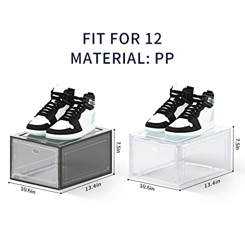 Omopin Shoe Boxes Clear Plastic Stackbable, 10 Pack Drop Front Shoe Box, Shoe Storage Box, Sneaker Storage For Size 12 (Clear 10Pack) #TOP5