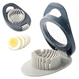 Eierschneider Edelstahl, Multifunktional Kartoffelharfe für Kartoffelsalat & Obstschneider mit Aufhängeloch, Ergonomischer Griff für Eierkocher 1-4 Eier, Eierpiekser, Eiertrenner