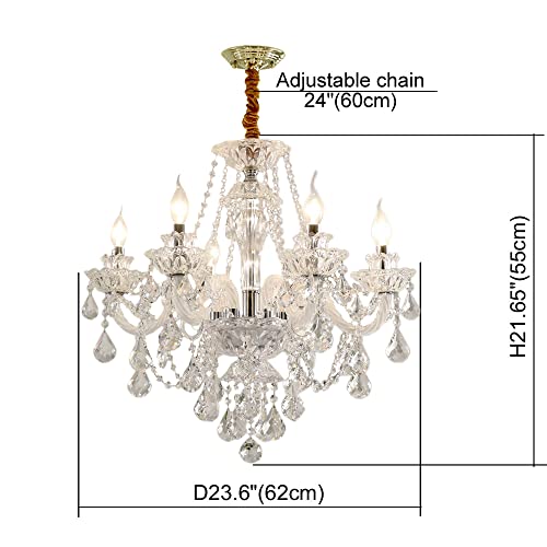 Durahonn Crystal Chandelier 6 Lights Clear K9 Crystal Luxury Interior Decoration Ceiling Light E12 Bulbs Crystal Pendant Lighting Fixture For Dining Room, Living Room, Bedroom (6 Lights) #TOP4