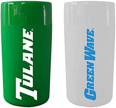 College and University 2-Pack Shot Glasses, Soft Touch Ceramic Shooters, Collegiate Drinkware Set (Tulane Green Wave - Multicolor,)