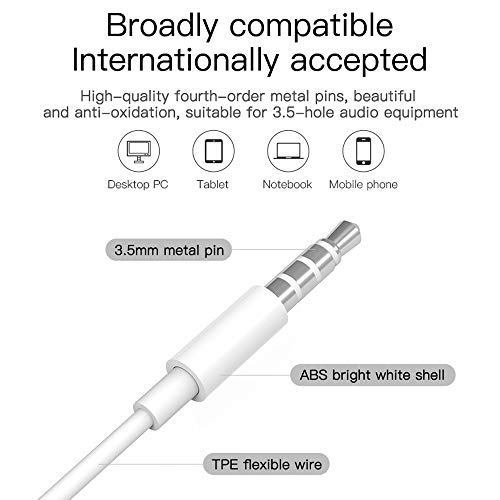 2 Pack Earbuds, Wired in-Ear Headphones, Noise Isolating, Bass Driven Sound Crystal Clear Sound, Compatible with MP3 Players, Computers, Smartphones, Tablets, iPad, iPhone (White)