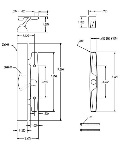 Lanai Sliding Glass Door Handle And Mortise Lock Set With Oak Wood Pull In Black Finish, Includes Key Cylinder, Standard 3-15/16” Ctc Screw Holes, 1-1/2" Door Thickness #TOP4