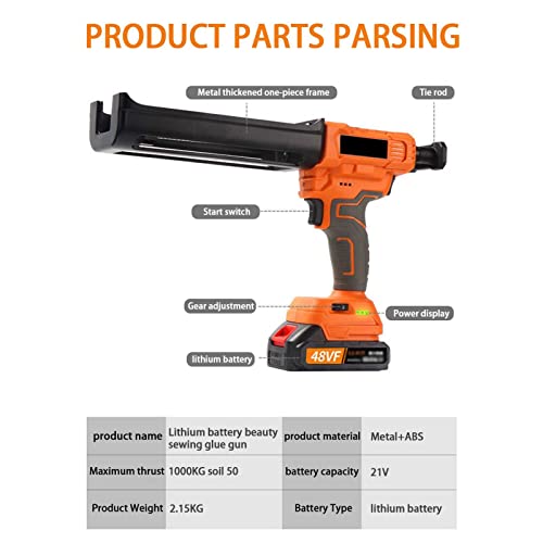21V Cordless Power Caulk/Adhesive Gun Kit, Fully Automatic Electric Adjustable Speed Double Tube Caulking Gun 6-Speed, Dual Component Epoxy Applicator/Dripless, With 26 Accessories Set #TOP1