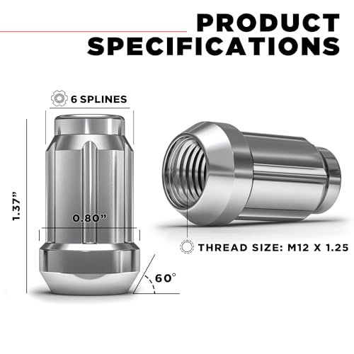 Image of White Knight 3806-20AM Chrome M12x1.25 Spline Lug Nut with Key, 20 Pack