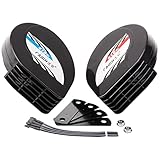 FARBIN スレンダー ホーン 薄型 コンパクト 118dB 12V 2個入 渦巻き型 410Hz+510Hz 高級セダンサウンド 車検対応 アースハーネス同梱 (12V, コンパクトなカタツムリホーン)