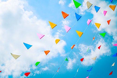 100 Foot Long Multicolored Plastic Pennant Party Rainbow String Curtain Banner For Decorations, Birthdays, Event Supplies, Festivals, Children & Adults #TOP1