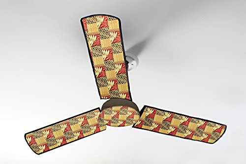 Image of Stylista Waterproof & Dustproof Three Blade Ceiling Fan Cover with attachable Enclosure Set of 4 Fan Covers Symmetric Pattern Grey