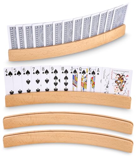 Kartenhalter Kinder, 2 Stück Spielkartenhalter Karten Halter, Kartenhalter Holz,Spielkarten Halter Kartenhalter Kinder Freisprech Kartenständer Kinder Spielkartenhalter Holz für Senioren