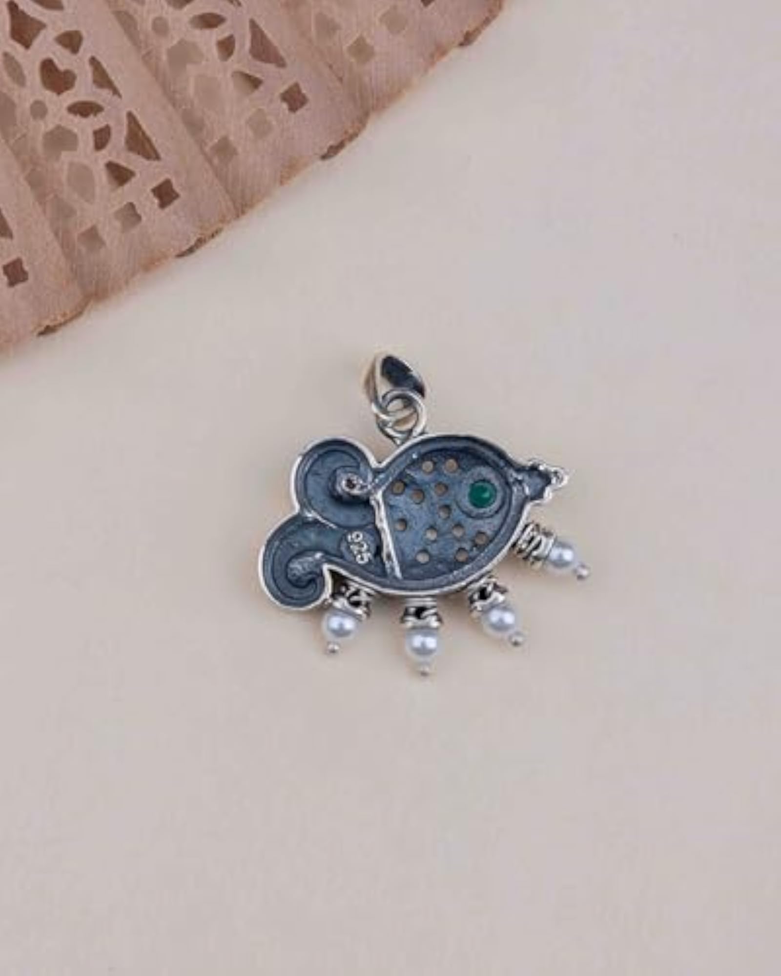 925 Sterling Silver Adya Matsaya Intricate Pendant, Handcrafted