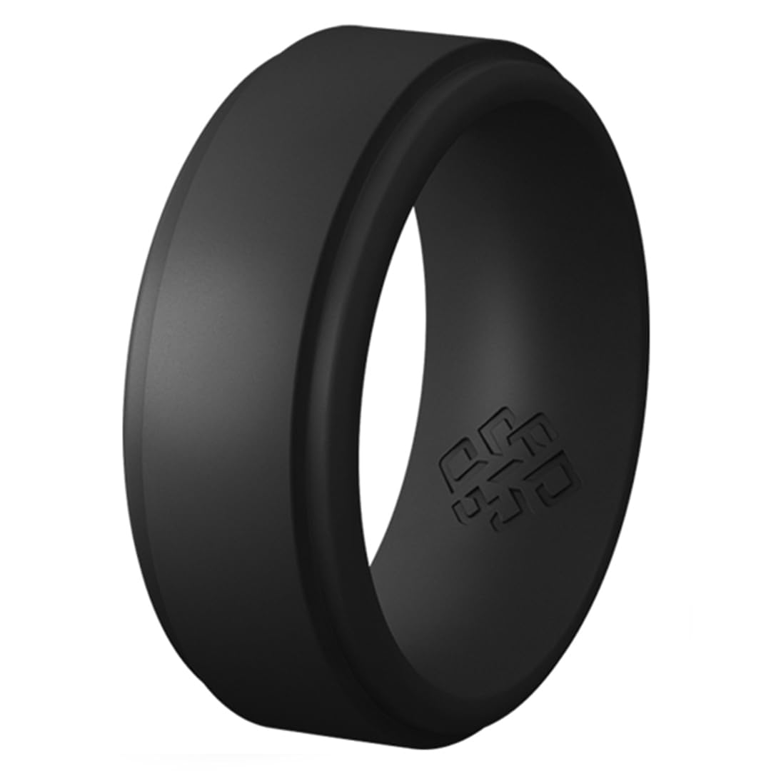 Knot Theory Breathable Silicone Ring for Men - Durable Step Edge Comfort Fit 8mm Bandwidth Size 8, 9, 10, 11, 12, 13, 14