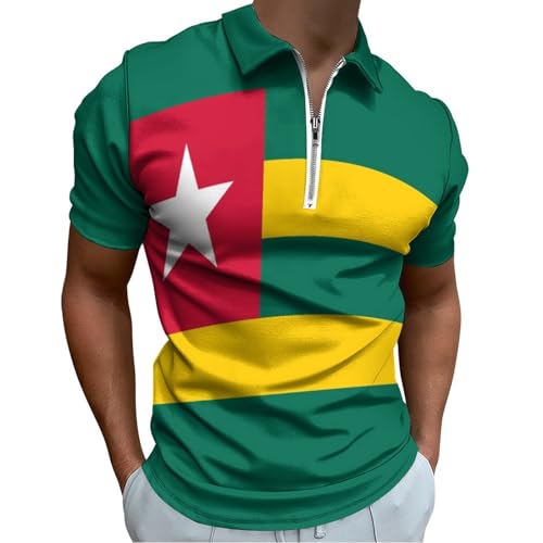 Polo Vert Homme imprimé rayures géométriques pour le golf