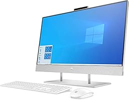 HP All-in-One PC 27 Zoll FHD IPS Display, Intel Core i7-1165G7, 8GB DDR4 RAM, 512GB SSD + 1TB HDD, Intel Iris Xe Grafik, Windows 10 Home, QWERTZ Tastatur, Weiß