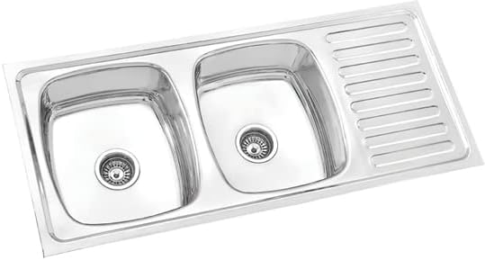 304 Grade Stainless Steel Kitchen Sinks, Double Bowl with Drainboard, Matt Finish, 45 x 20 inch