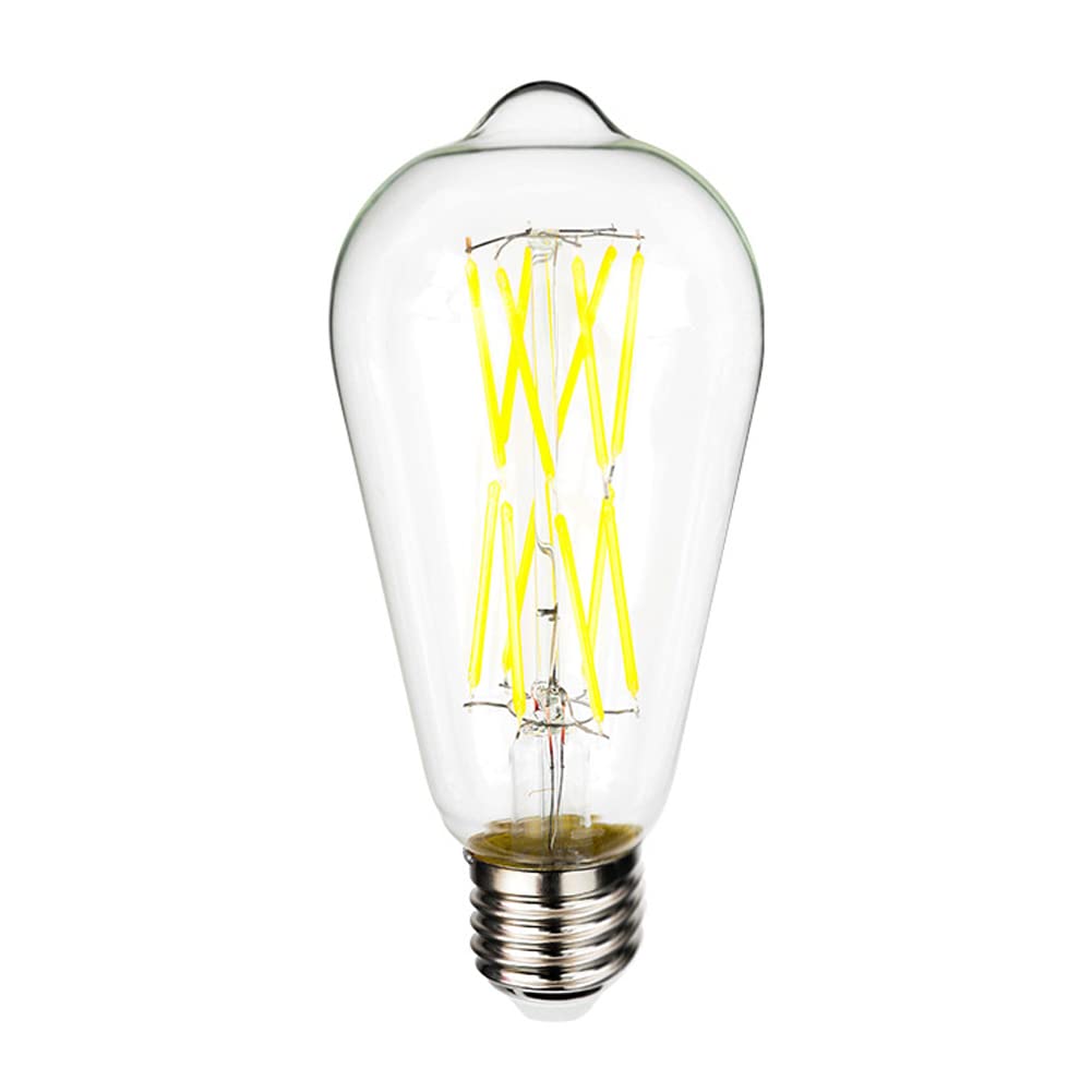 Mdrcg Non Dimmable ST64 Retro LED Edison Bulb with Soft Warm White and High Brightness, Antique Led Filament Bulb E27 Base Transparent Glass, Suitable for Family Bedroom,Positive White 6000k,6W