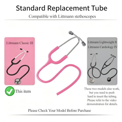 Image of Stethoscope Replacement Tube Pink Tubing fits for Littmann III