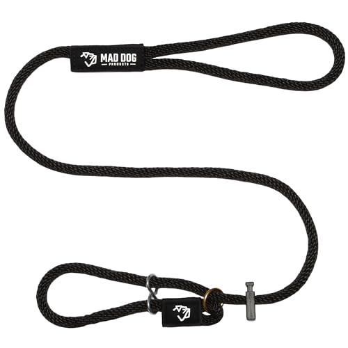 Mad Dog Products Easy Leader Dog Leash 1/2" x 15' Black Signature Rope - Made in USA