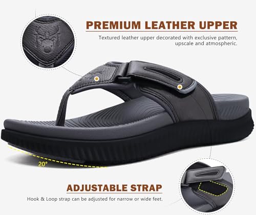 Image of KuaiLu Mens Orthotic Cushion Flip Flops Athletic Recovery Walking Sandals | Men's Lightweight Beach Sport Slides for Man Water Resistant Soles, Soft Comfort Fit & Arch Support