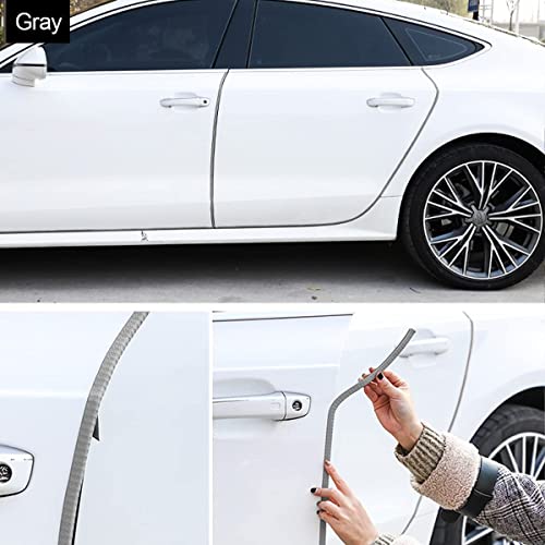 AutoBizarre Grey Anti-Scratch Anti-Collision Heavy Duty Edge Guard Door Protection U Shape Edge Trim Rubber Seal Protector Rubber Clips Fit for All Cars - 5 Meters