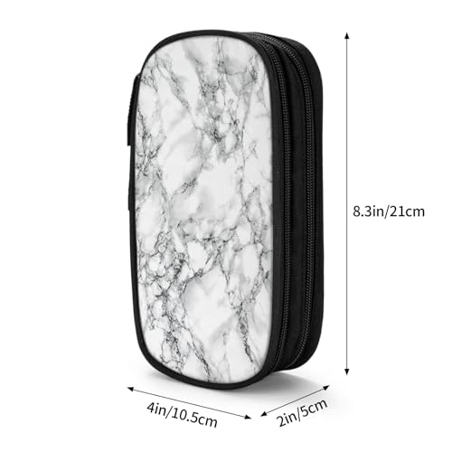 Image of Perinsto Black And White Marble Pencil Case Big Capacity Multi Compartment Stationery Box Pencil Pouch Holder Desk Organizer For School Office Home