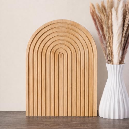 Image of Curated Cart Bamboo Wooden Rainbow Decor Tray, Decorative Serving Tray, Chopping & Serving Board, Table Tray for Decoration, Kitchen Counter, Dining Table, Living Room & Home Decor
