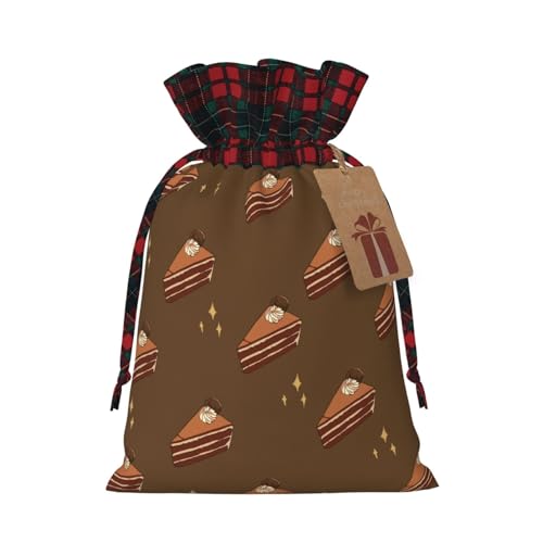 Bolsitas de tela con cordón y estampado floral para tartas de chocolate, ideales para cumpleaños y fiestas navideñas.