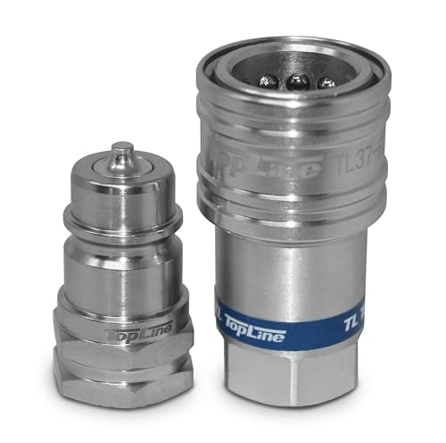 5/8\" SAE Thread Ag Quick Connect Hydraulic Poppet Style Coupler | 1/2\" Body Size | Tractor, Skid Steer, Bobcat Attachments | ISO 5675 Heavy-Duty Coupling Set with Dust Caps | Model TL32 - Thumbnail 4
