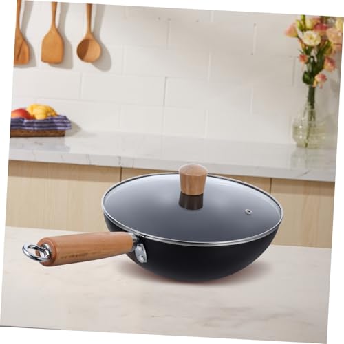 Sartén wok pequeño de hierro con mango de madera miniatura 5