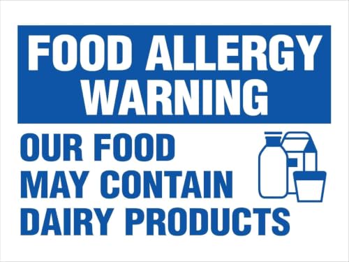 8X12 Inch Food Allergy Warning Dairy Products Tin Sign, Vintage Wall Decor