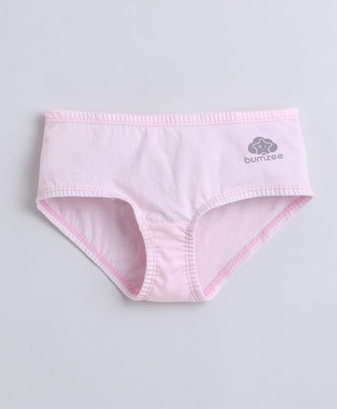 BUMZEE Girls Compact Cotton Solid Color Hipster Pack of 3 Pink & Sky Blue - 9-10 Years (Peb11412J-pnk) 2
