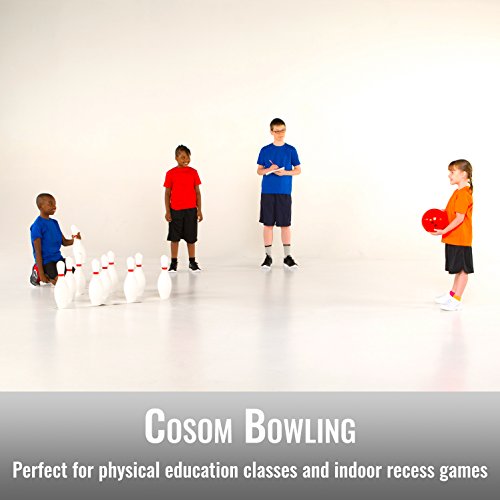 Cosom Bowling Balls, With Extra Finger Holes, For Elementary School Physical Education, Special Needs, Youth Party Game, Rubberized Bowling Ball, Kids Bowling Ball, 3 Pounds, Red #TOP1