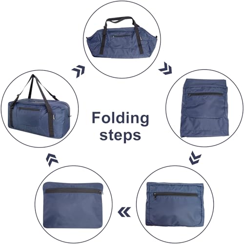 Image of HOLYLUCK Foldable Travel Duffel Bag For Women & Men Luggage Great for Gym -55L, Navy Blue