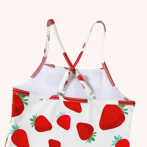 Image of DREAM BUS Toddler Girls One Piece Criss-Cross Straps Swimsuits with Tiered Ruffle Skirt Girls Bathing Suit Summer Swimwear