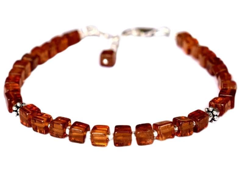 Bracelet grenat hessonite 5mm LKBEADS, bijou naturel à porter au quotidien