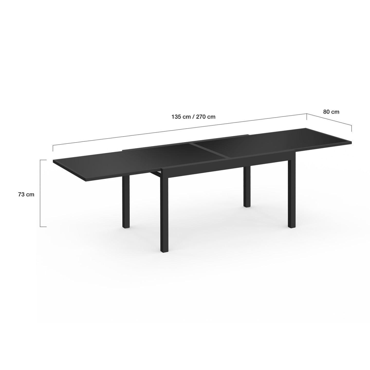 IDMarket - Salon de Jardin Madrid Table Extensible 135-270 CM et 12 chaises empilables Noir