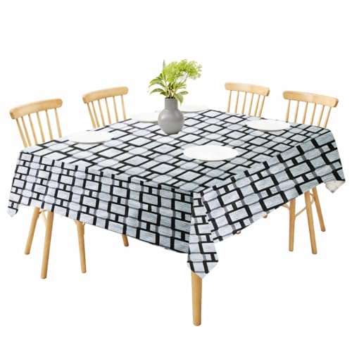 Image of Waterproof Dining Table Cover | PVC Table Protector | Dustproof Spill Proof Cover for Home & Kitchen (geometric-17, 40x60 Inches (4 Seater))