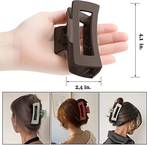 Wolfway 4 Inch Big Hair Clips 6 Pcs claw clips for Thick Hair Large Rectangular Claw Clips for Women and Girls Big Nonslip Acrylic Banana Jaw Clips Hair Accessories - Image 2