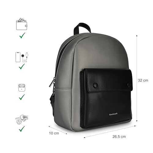 Image of Fastrack Dual-Tone Backpack for Men & Women | Lightweight Structured Bag with Main Compartment, Front Flap Pocket & Side Bottle Holders | Minimal Everyday Backpack for College, Work & City Life