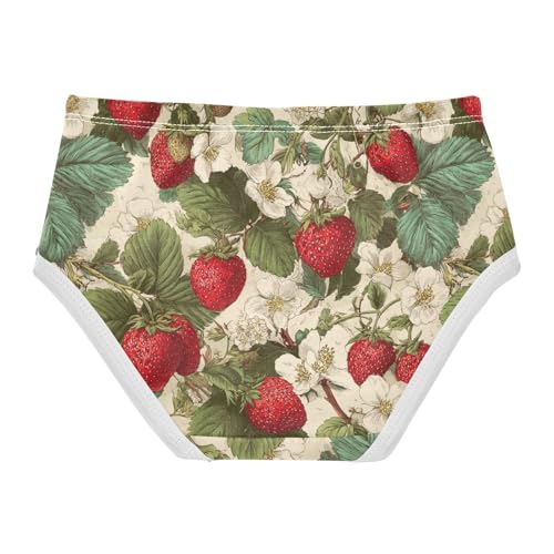 Wusikd Strawberry Leaves Girls' Underwear Cotton Girls Briefs Soft Toddler Underwear 2T2