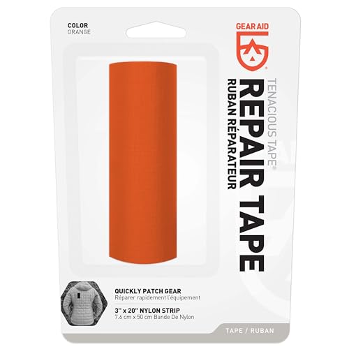 Image of GEAR AID Tenacious Tape 3 inch x 20 inch Nylon Fabric Repair, Orange, 1 Roll | Peel-and-Stick Repair Tape That Fixes Holes and Rips in Puffy Jackets, Rain Gear, Tents, Sleeping Bags and Outdoor Gear.