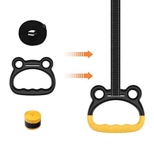 Leeofty Anéis de ginástica para crianças Balanços de fitness Anéis de mão Meninos Meninas Pull-ups B