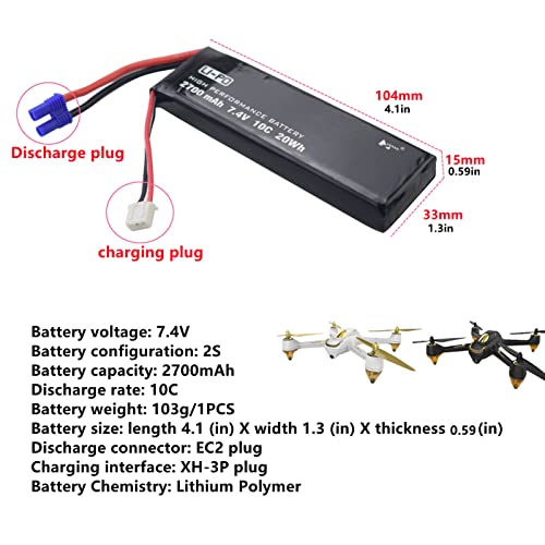 Sea Jump 2X7.4V 2700Mah 10C Lipo Battery Replacement With 2In1 Battery Charger For Hubsan X4 H501S H501C H501A H501M H501S W H501S Pro Fpv Quadcopter To Increase The Flight Time(40Mins) #TOP1